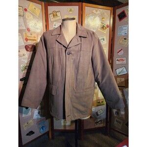 Mens London Fog Tan Vintage  All Weather Suede Field Jacket L 5 Pockets